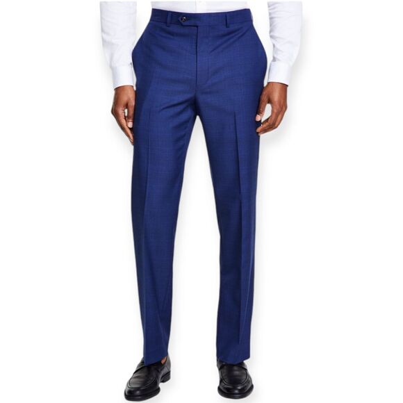 Michael Kors NWT Classic Fit Dress Pants Glen Plaid Navy‎ 34W x 32L Performance - Picture 1 of 6